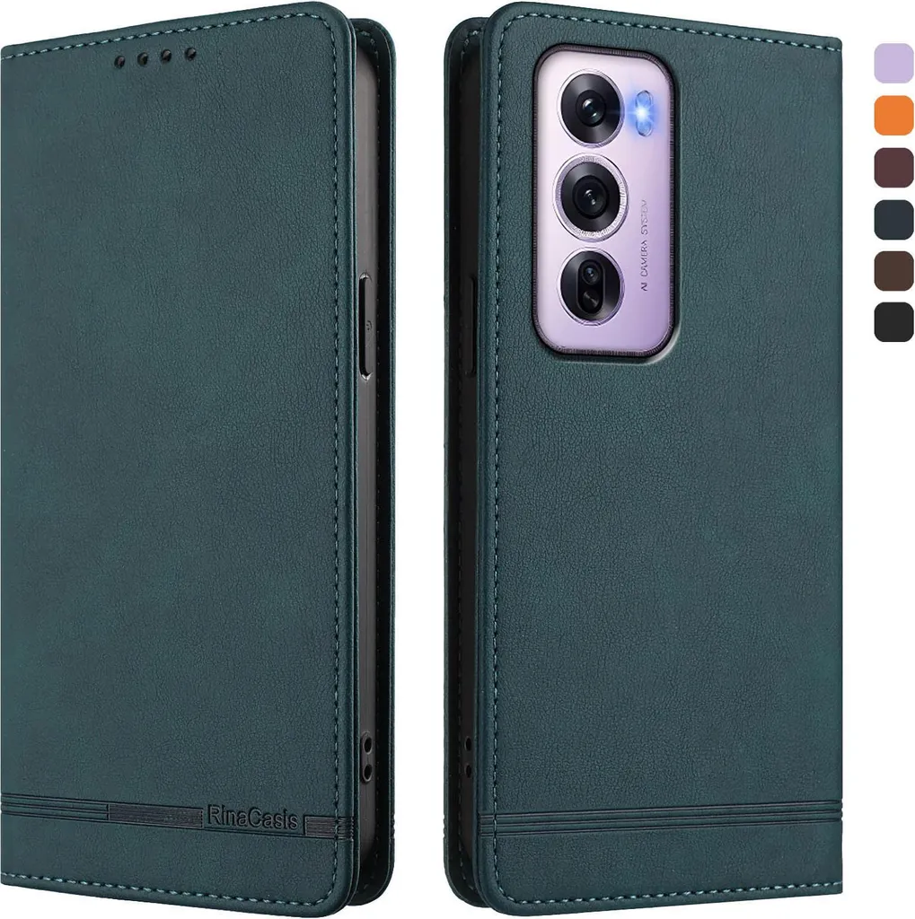 Custodia Elegante Verde per Oppo Reno12 Pro 5G | Pelle Sintetica Flip