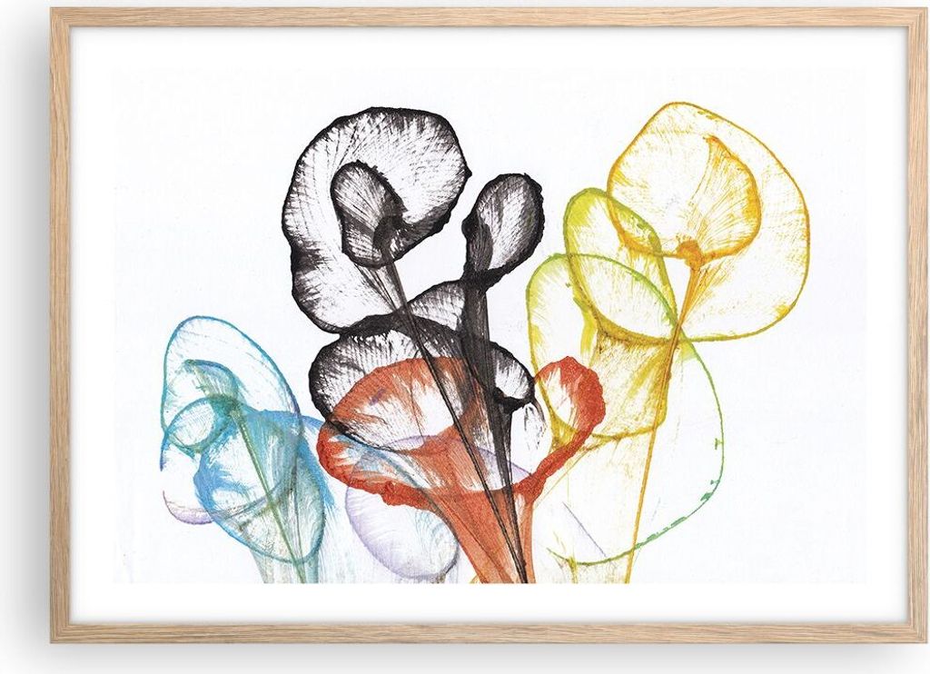 Gerahmtes Poster - Rahmen in heller Eiche - Blumen Produktbild 