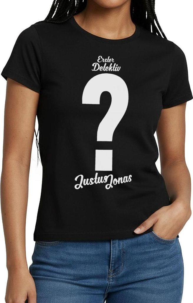 Spreadshirt Die Drei Fragezeichen Justus Jonas Kostüm Frauen T-Shirt, L, Schwarz