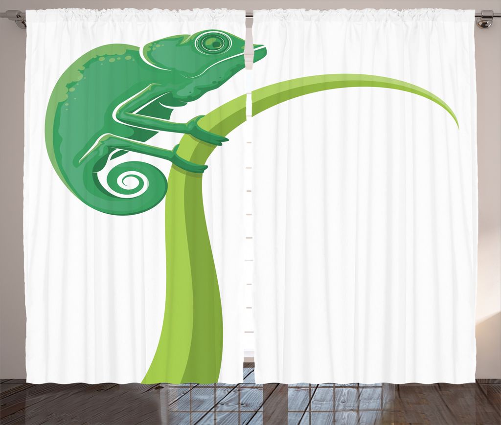 ABAKUHAUS Karikatur Rustikaler Vorhang, Exotische mürrische Eidechse, Wohnzimmer Universalband Gardinen mit Schlaufen und Haken, 280 x 225 cm, Gr...
