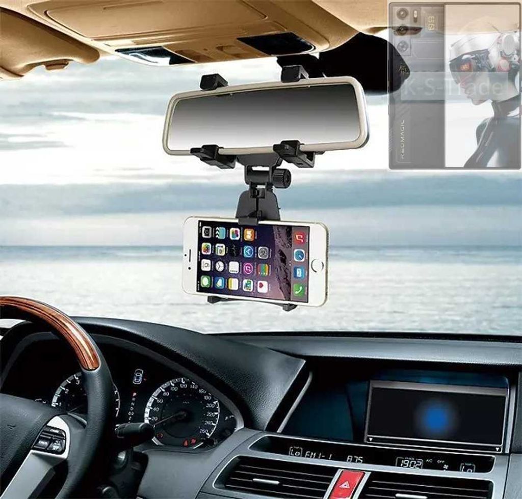 K-S-Trade Smartphone Halterung kompatibel mit Nubia Redmagic 9 Pro Rückspiegel Halterung schwarz Auto Halterung KFZ Halter