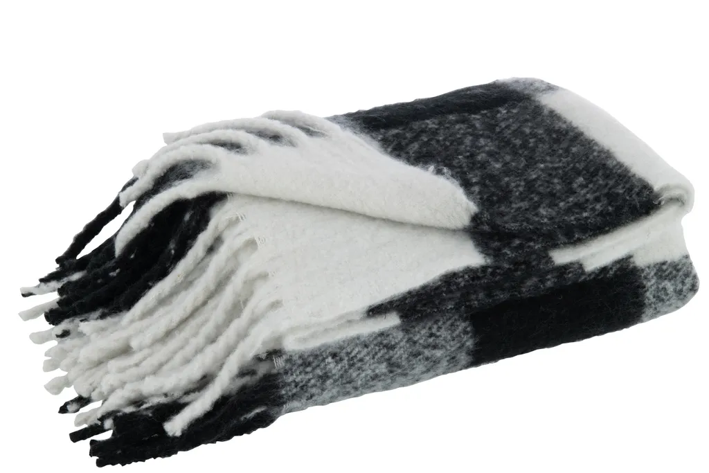 Plaid de Canapé Design Scandinave Noir et Blanc J-Line 127x152 cm