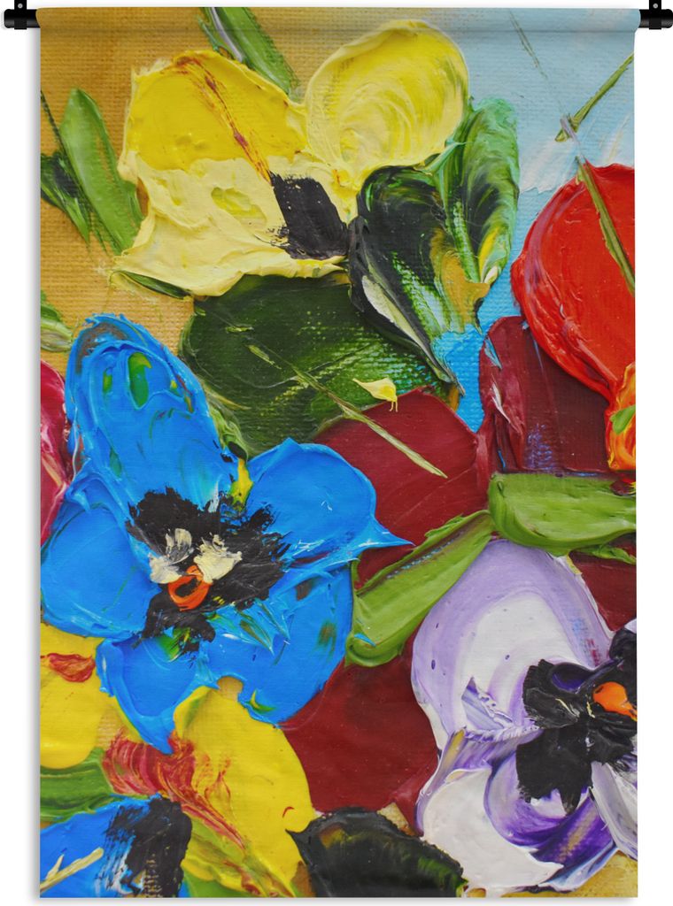 MuchoWow Wandteppich Wandbehang Ölfarbe - Malerei - Blumen 90x135 cm Tapisserie Dekoration Wandtuch - Baumwolle - Wandskulptur