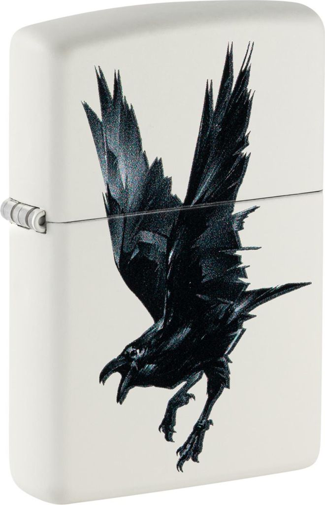 Zippo Feuerzeug Raven Bird Weiß Matt 60007030 Benzin windfest nachfüllbar