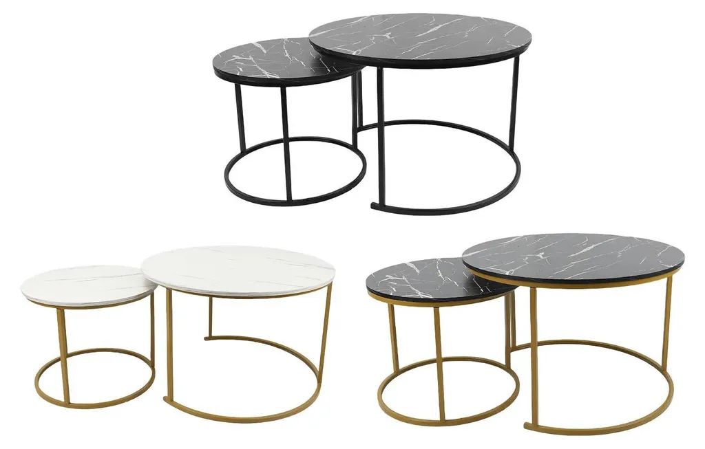 Table basse gigogne salon moderne noire - Optimisation d'espace - 11