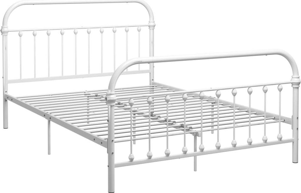 vidaXL Bettgestell Weiß Metall 160×200 cm