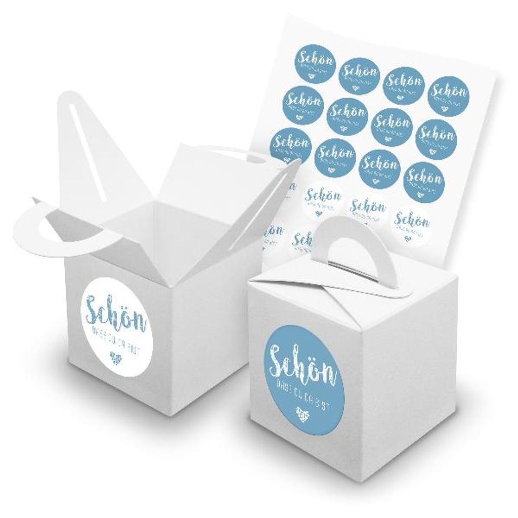 itenga SET 24x Würfelboxen mit Griff Weiß (V42) + Motivsticker (M97)