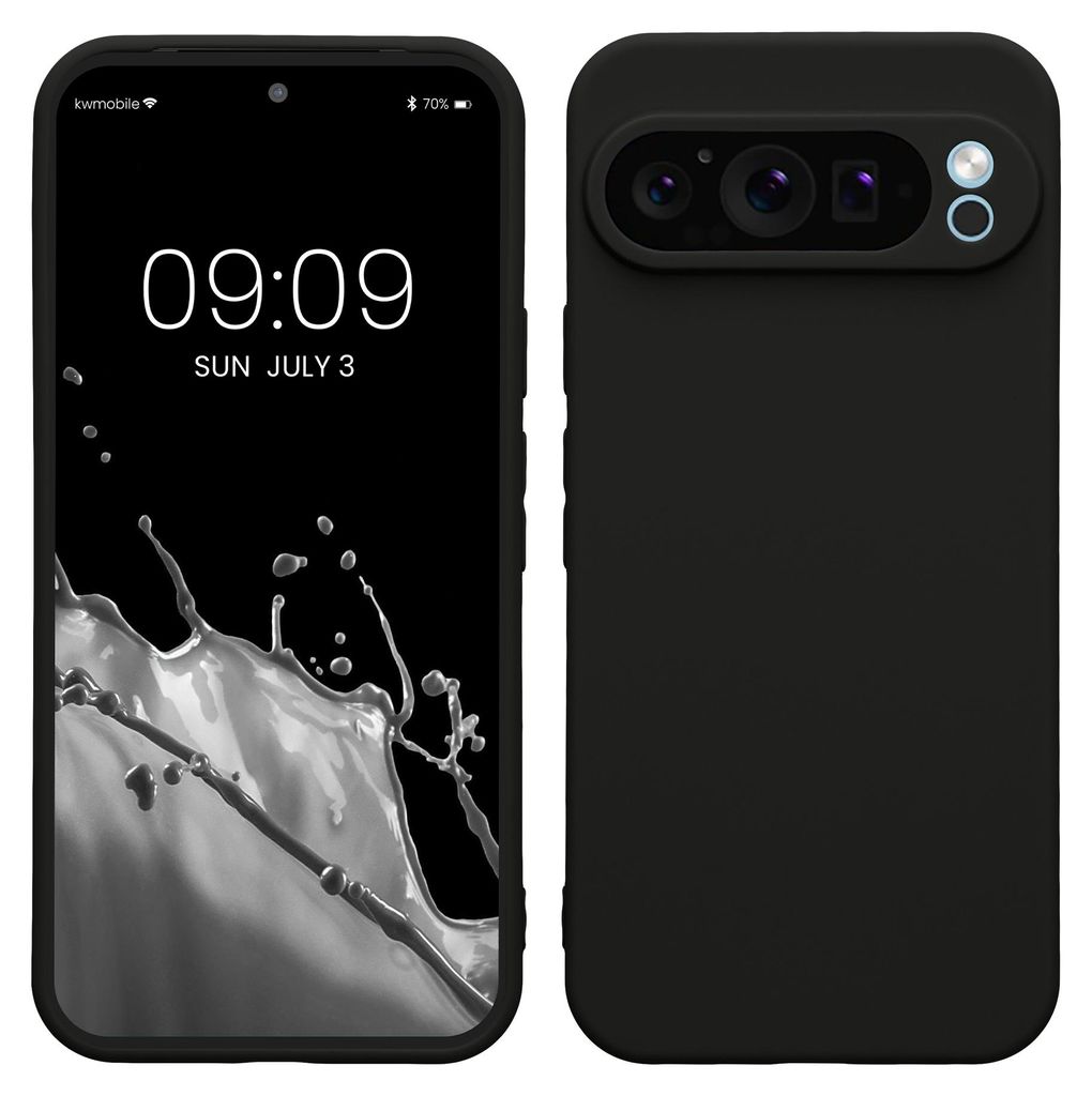kwmobile Handyhülle für Google Pixel 9 Pro XL Hülle - weiches Handy Silikon Case - Schutzhülle Cover - Schwarz matt