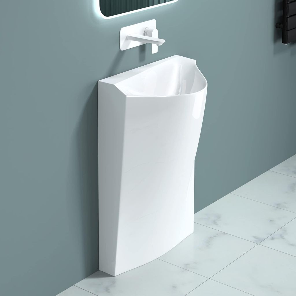 doporro Lavabo sur Pied Blanc avec Bonde Vasque Colonne en Image du produit 