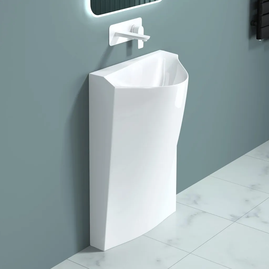 doporro Lavabo sur Pied Blanc Colossum37 en Fonte Minérale 55x34x85cm