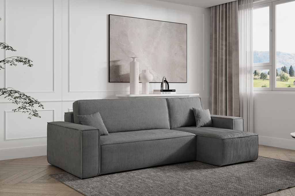 VENASI Ecksofa mit Schlaffunktion Hugo L, Dunkelgrau Produktbild 