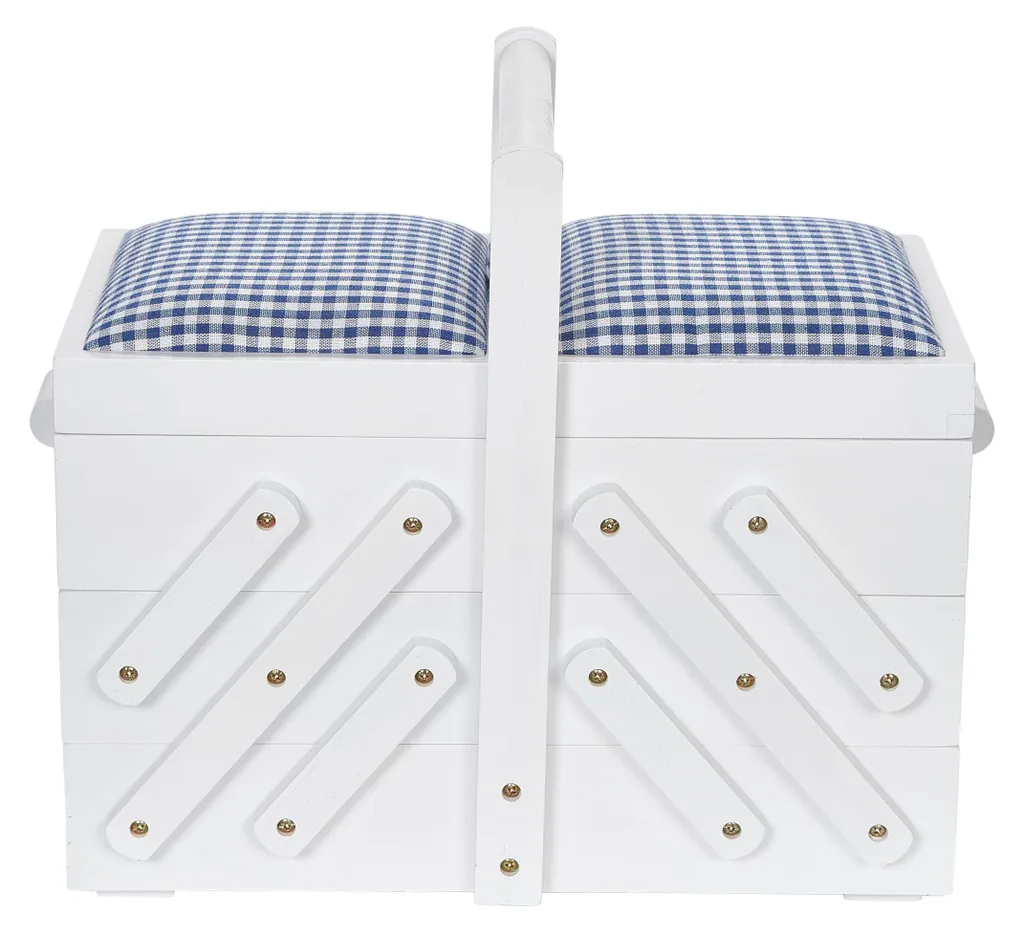 Boîte à couture en bois avec compartiments en tissu modulables - 2