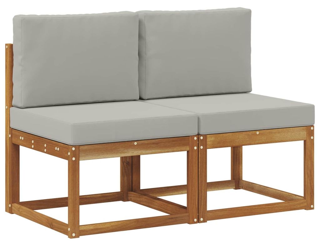 vidaXL 2 Stück Outdoor Mittelsofa Massivholz Akazie Natur