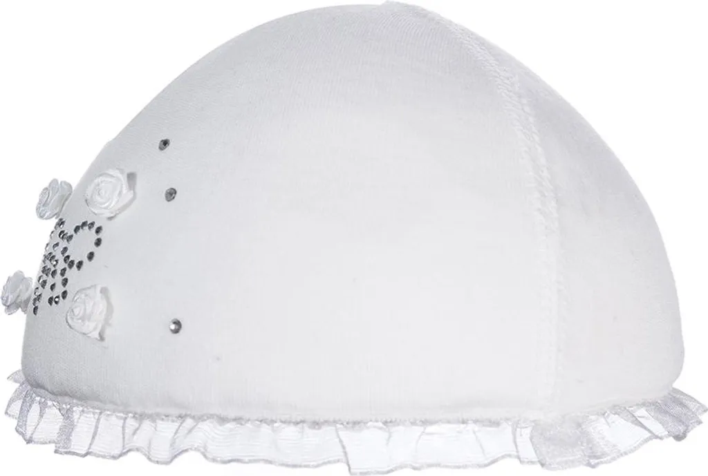 Cappellino Bianco Döll per Battesimo Bimbo - Cotone 100% Certificato