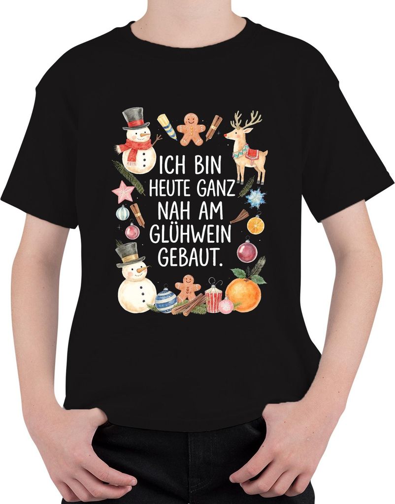 Ich bin heute ganz nah am Glühwein Weihnachten Advent lustig Uni Kinder T-Shirt, Schwarz, 104