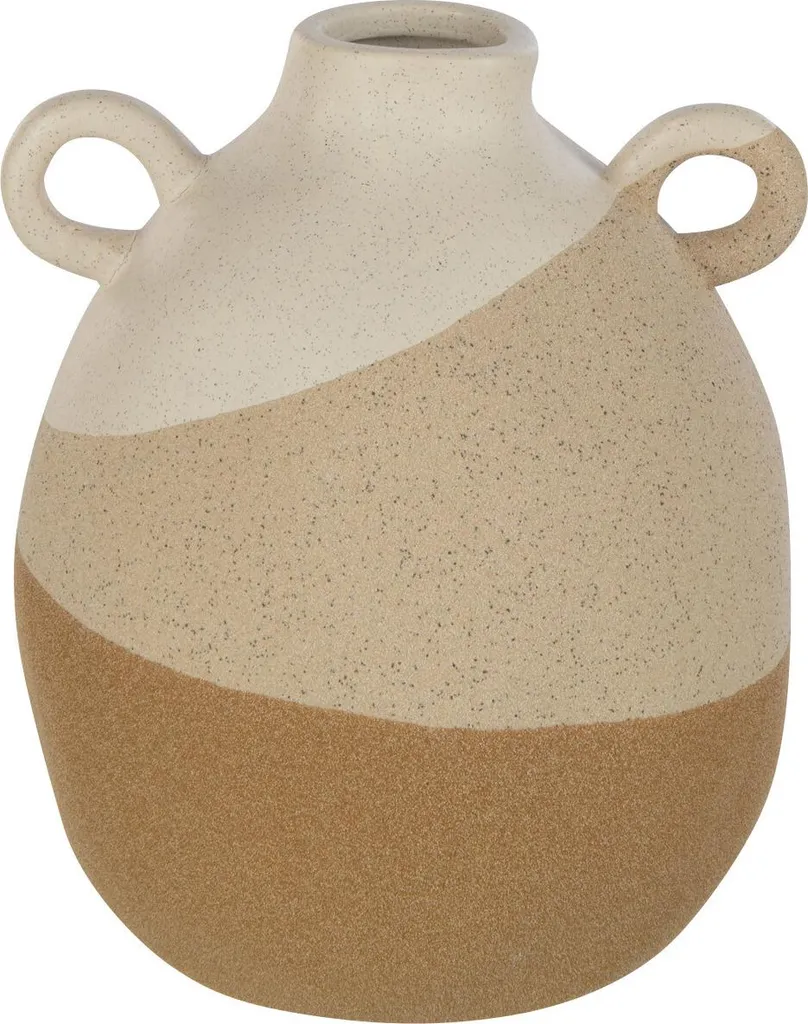 Vase en Céramique Bicolore Beige et Brun Clair - Design Forme Oreille