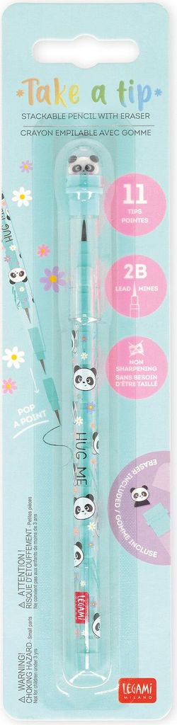 Stapelbarer Bleistift mit Radiergummi - Take a Tip Panda Produktbild 