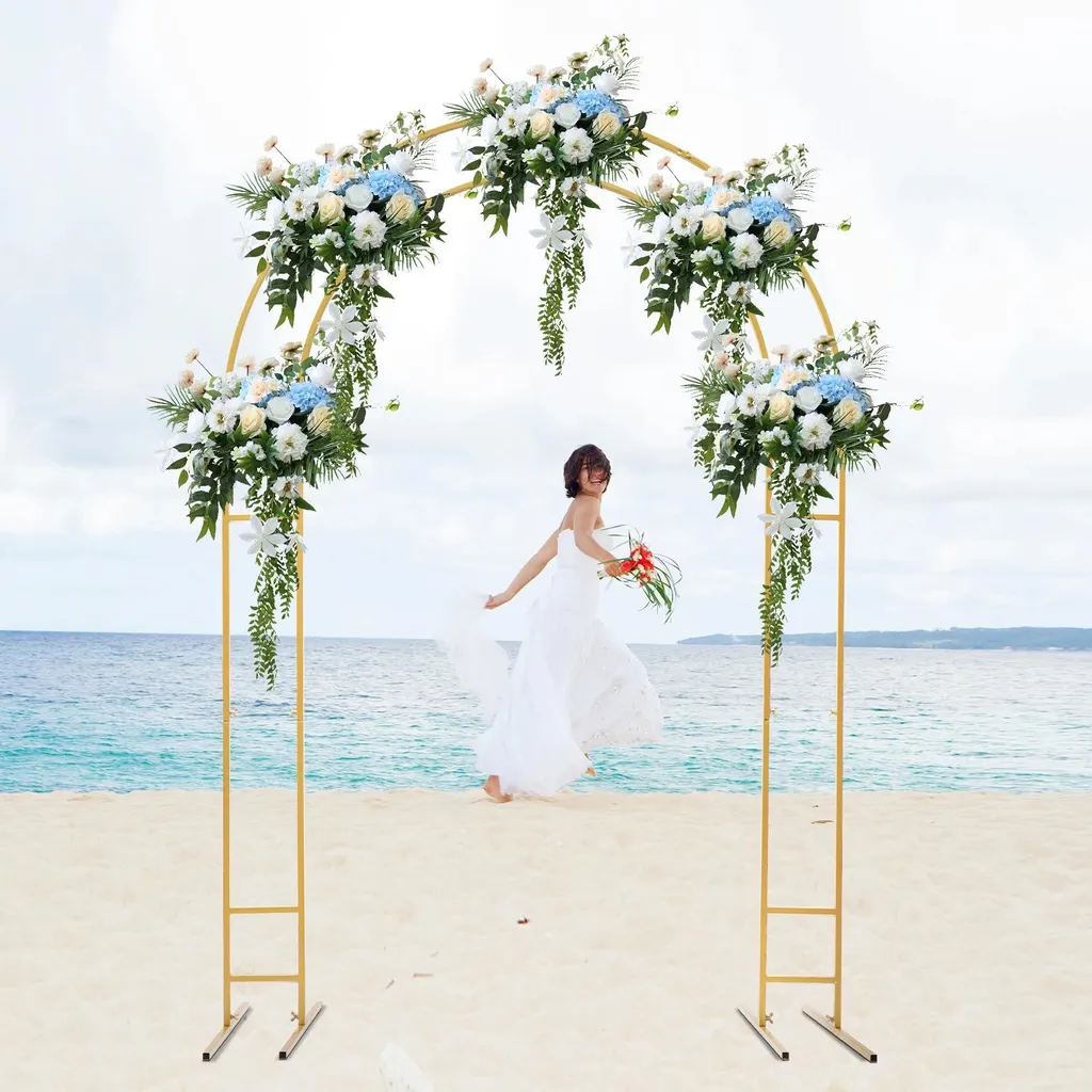 Arche décorative de jardin en métal blanc support pour fleurs et fêtes - 9