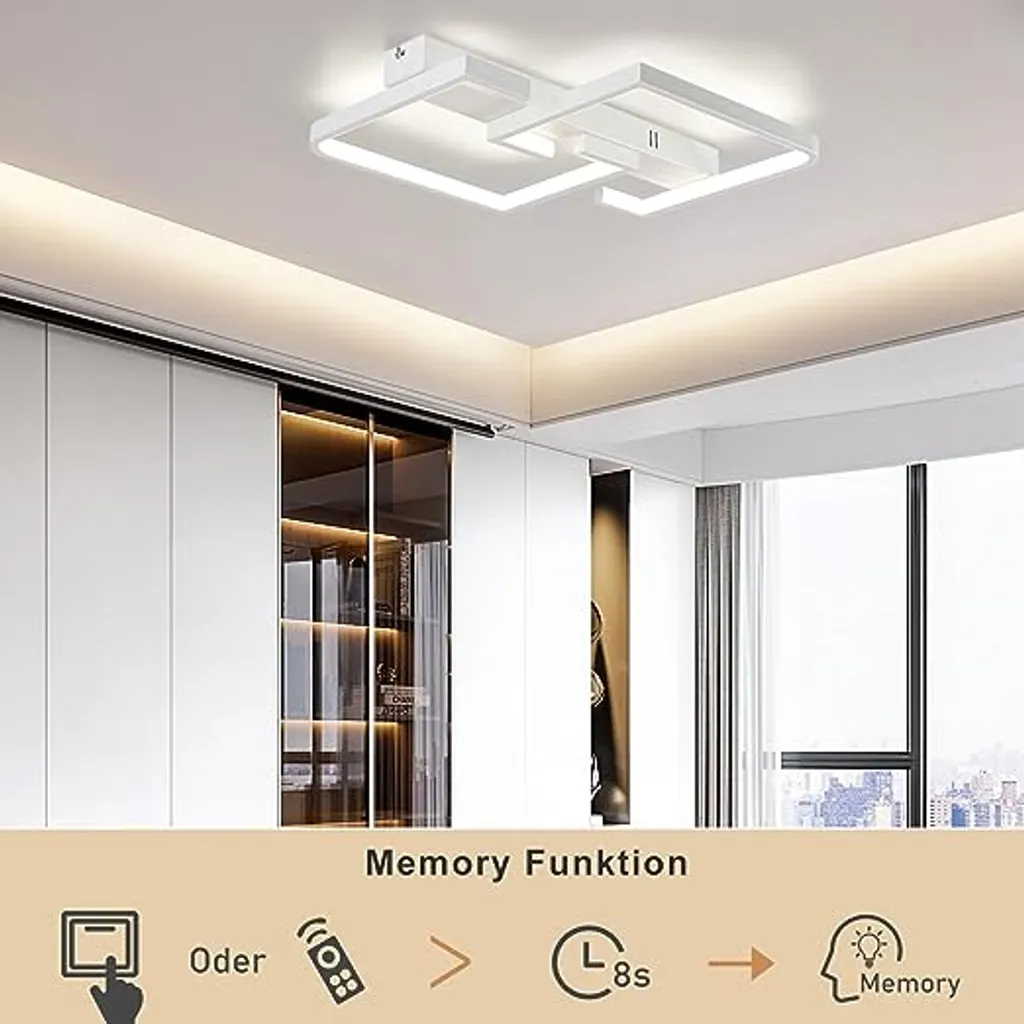 ZMH Lampe de Salon LED 60CM Dimmable Télécommande - Plafonnier Blanc