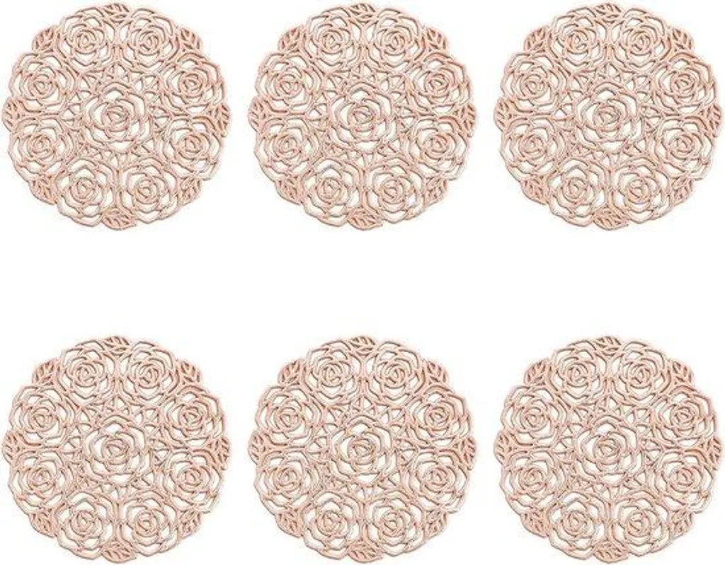 Lot de 6 dessous-de-plat antidérapants en métal rosé bombé Ø20cm