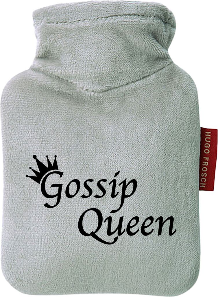 Huuraa Mini-Wärmflasche Gossip Queen Krone 0,2 Liter Grey Mini Veloursbezug Taschenwärmer Geschenkidee