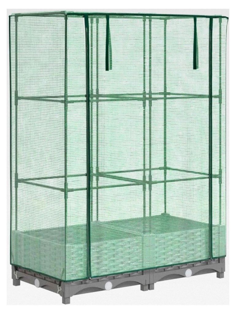 Hochbeet mit Gewächshausaufsatz in Rattan-Optik 80x40x123 cm