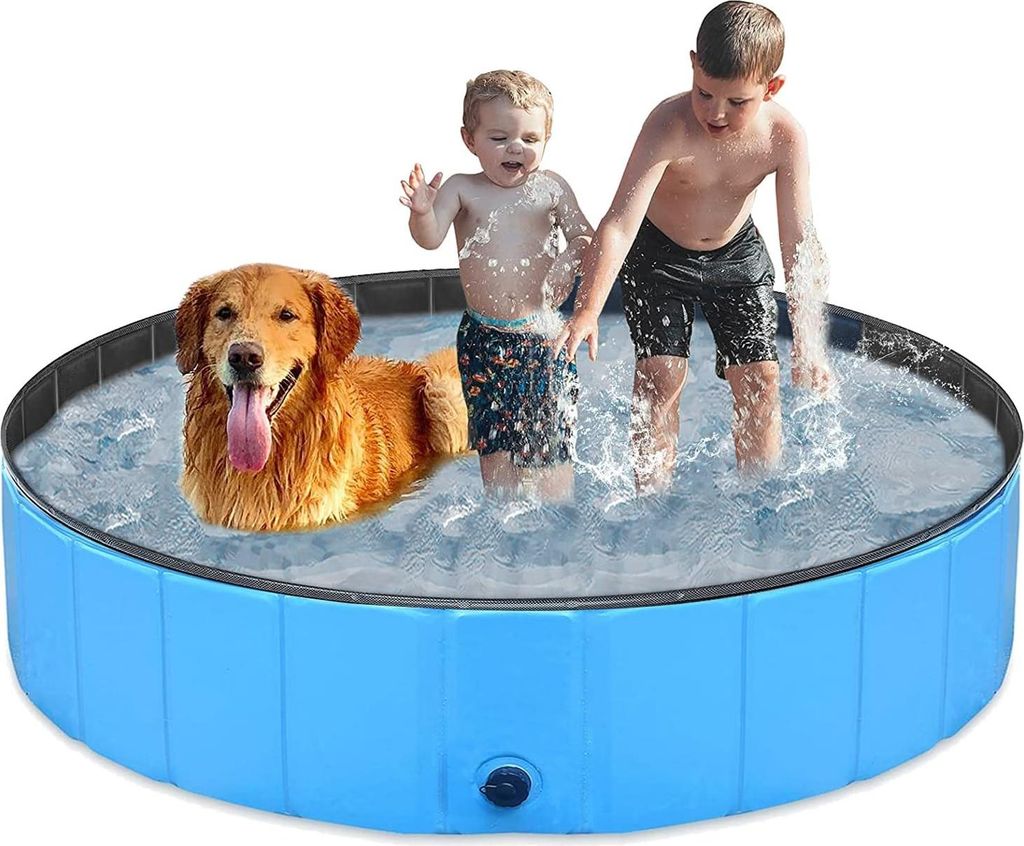 Faltbares PVC Hundepool - Rutschfeste Robuste Badewanne für Kinder Haustier - Garten Patio - Badezimmer - Blaue Farbe 120 * 30