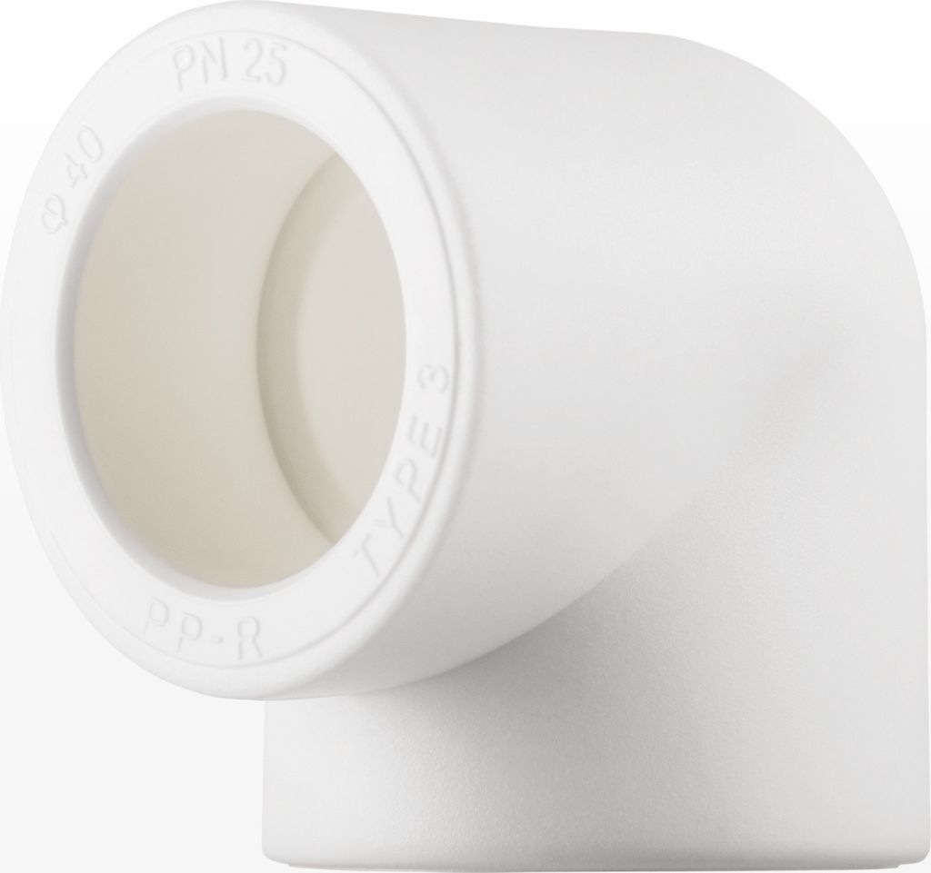Ø 40mm, PPR Aqua Plus Winkel 90° in Weiß | Wasserrohr, Heizungsrohr Klimaleitung Fusiotherm