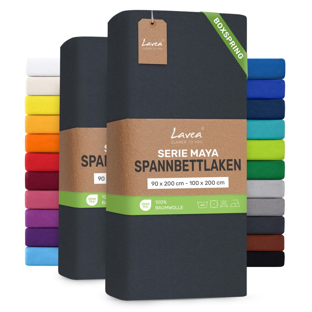 Lavea® 2er Pack Spannbettlaken 90/100x200 cm, Jersey Produktbild 
