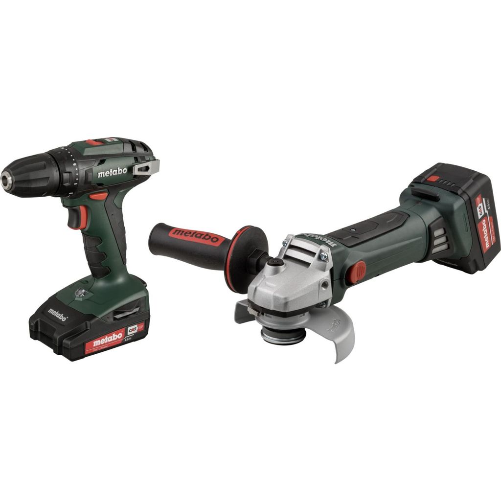 Metabo Metabo Comboset 2.4.3 18V Li-Ion Akku-Bohrschrauber (BS 18) & Winkelschleifer (W 18 LTX) Kombi-Set (1 x 2.0Ah Akku + 1 x 4.0Ah Akku) im Koffer