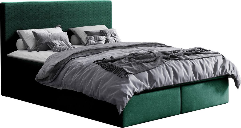 MIRJAN24 Boxspringbett Cosmo, Doppelbett mit zwei Bettkästen für die Bettwäsche, Stilvoll Polsterbett (Farbe: Velluto 10, Größe: 120 x 200 cm)