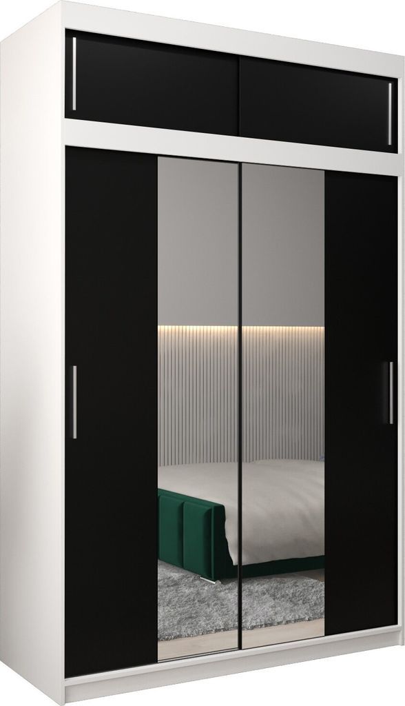 Kleiderschrank, Schiebetürenschrank Schlafzimmer, Schrank mit Spiegel TOKYO 1 150 mit Aufsatz, Höhe 240 cm