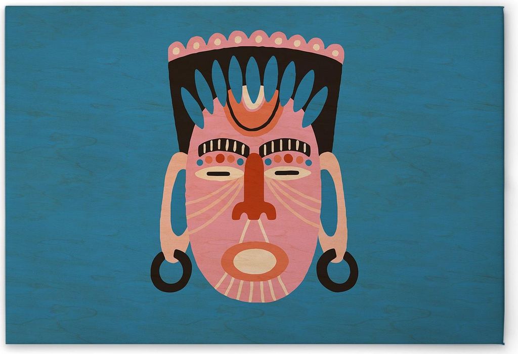 TADESSI Leinwandbild Ethno Stil - Wandbild 45 x 30 cm - Kunstdruck auf Leinwand in Blau Rosa - M1-No.51306