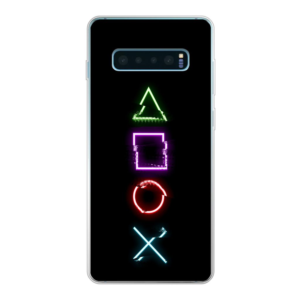 MuchoWow Handyhülle Schutzhülle Hülle für Samsung Galaxy S10 Plus Spiele - Controller - Neon Silikon Softcase Handy Hülle - Schutzhülle