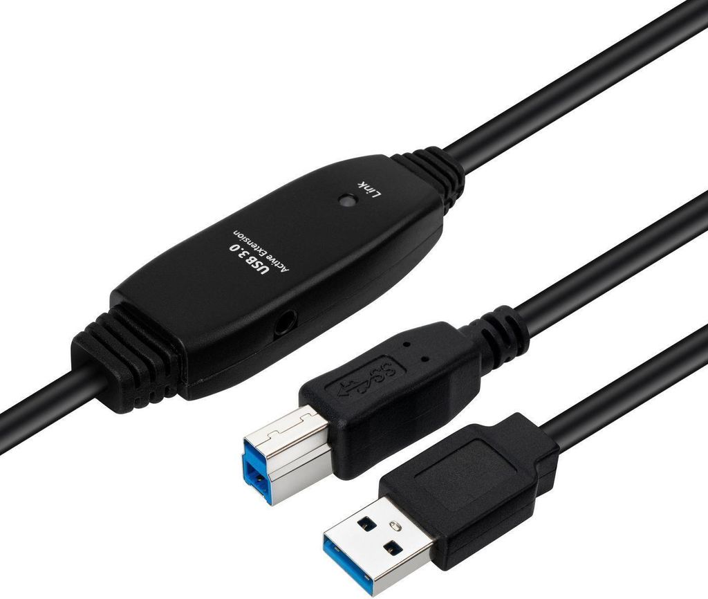 MicroConnect Active USB3.0 A-B 10m M-M Black USB 3.0 Cable