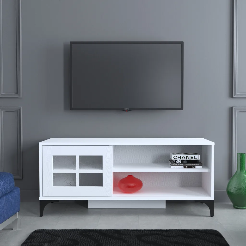 Aménager son Salon avec le Meuble TV Blanc Revival 125 Skye Decor 125 cm