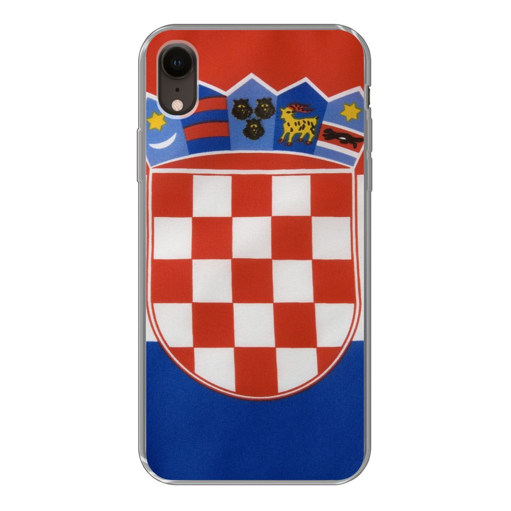 MuchoWow Handyhülle Schutzhülle Hülle für iPhone XR Foto der kroatischen Flagge Silikon Softcase Handy Hülle - Schutzdeckel