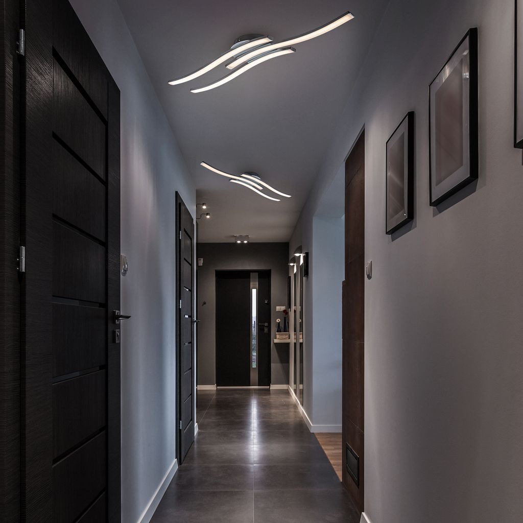 LED Deckenleuchte Wohnzimmer Deckenlampe Bad Küche Wellenoptik mit Fernbedienung