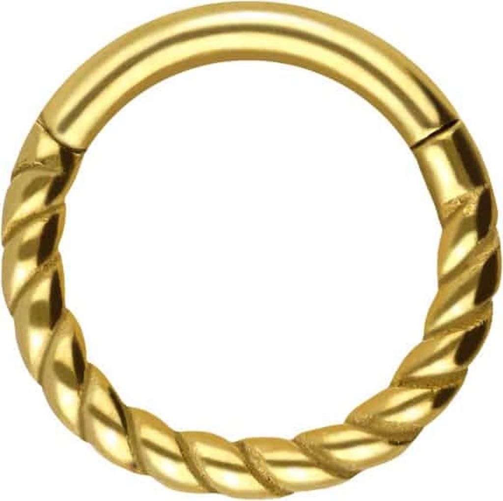 Ohrpiercing, Nasenpiercing, Septum Piercing Chirurgenstahl Segmentring Clicker GEDREHT Gold Innendurchmesser: 7mm + Stabstärke: 1,2mm