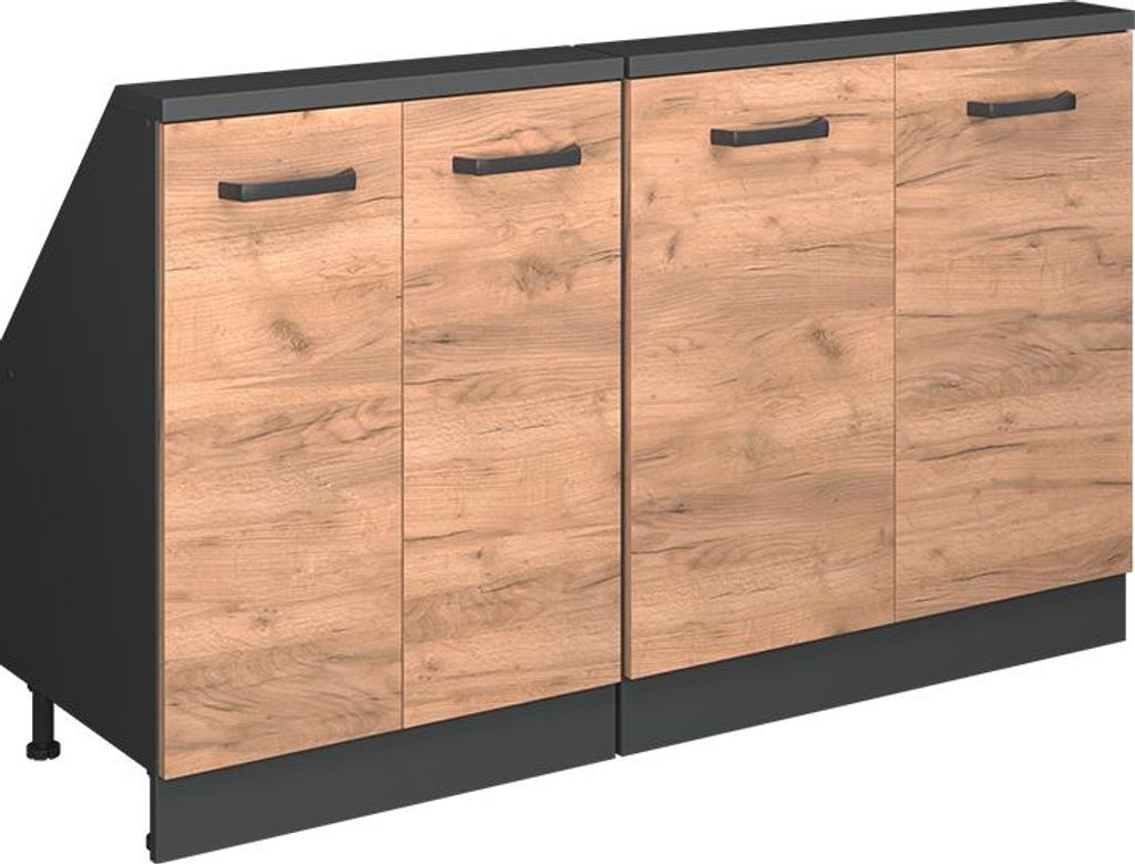 Vicco Dachschrägenschrank-Set Rion, 2er Set, Goldkraft Eiche/Anthrazit/Anthrazit