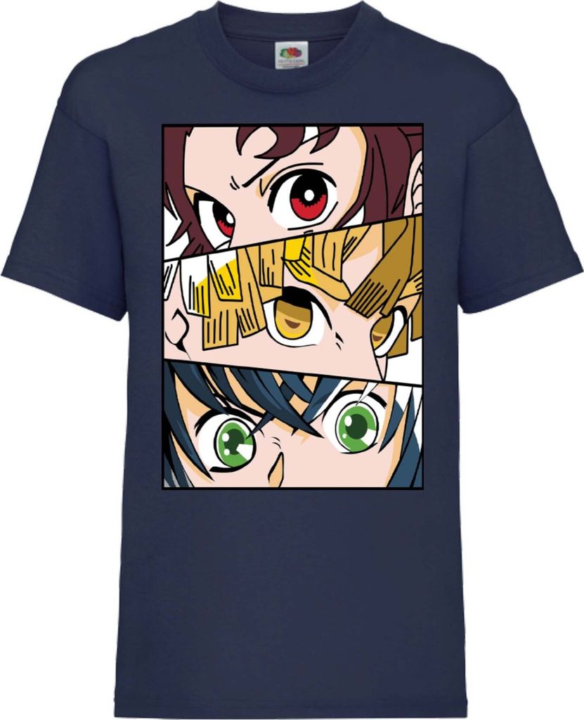 Kinder T-Shirt Demon Anime Slayer Trio Iconic Trio, 7-8 Jahr - 128 / Dunkelblau