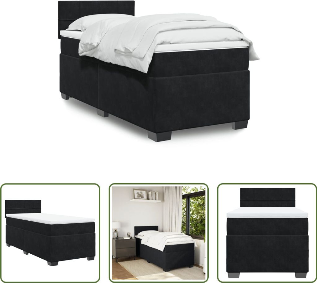 The Living Store Boxspringbett mit Matratze Schwarz 100x200 Produktbild 