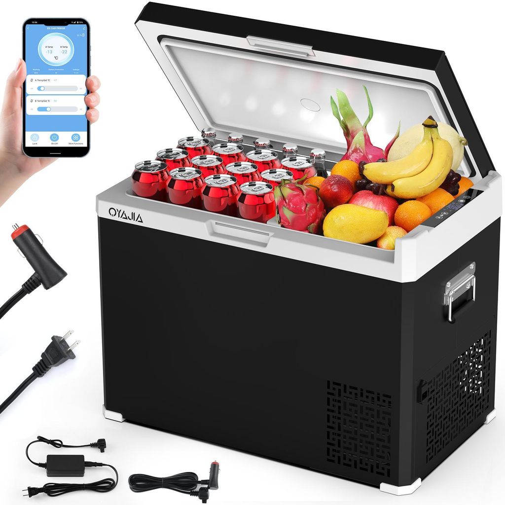 50L Kompressor Kühlbox, Kühlbox Auto Mit APP, -20°C20°C, 12/24V & 240V Kühlschrank, Tragbarer Gefrierschrank für Camping, Reisen, Angeln, Out...