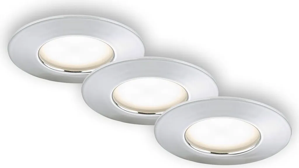 Kit 3 Spots Encastrables LED 400lm IP44 Chrome 7,5 cm Briloner Attach One