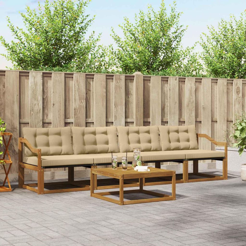 (Robust Möbel)Outdoor-Sofagarnitur - CLORIS - Balkonmöbe/Sitzgruppe - mit Kissen 5 pcs - Moderne Design - Natur und Beige - Gartensofas NeuM...