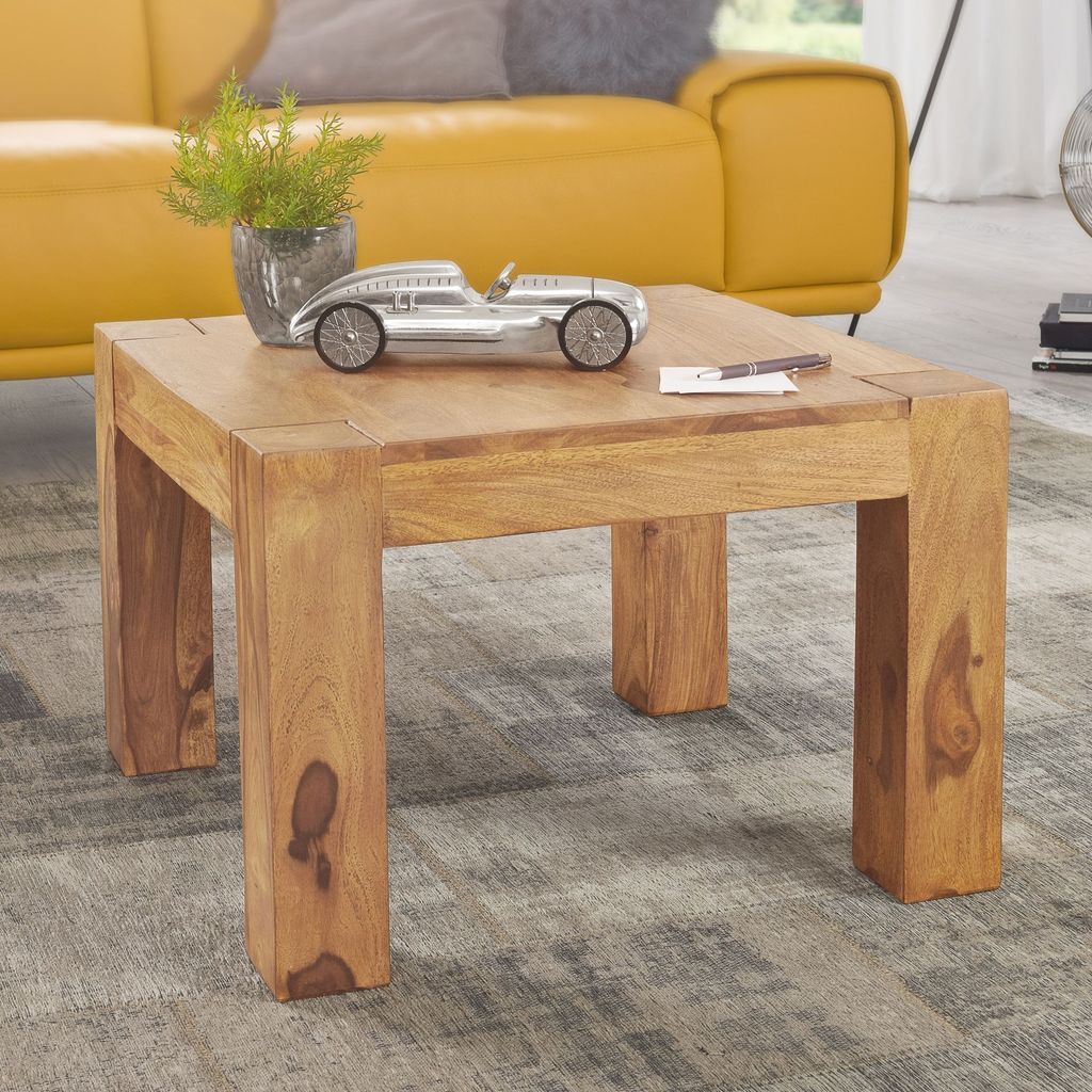 FineBuy Couchtisch Akazie Massivholz 60x60 cm Quadratischer Produktbild 