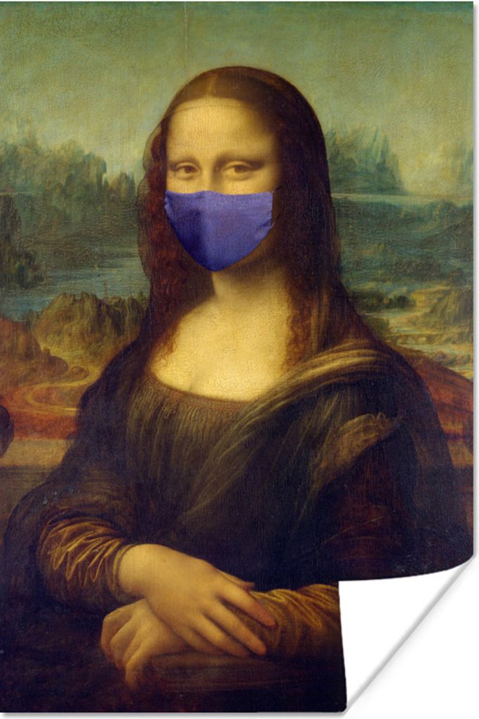 MuchoWow Poster Mona Lisa - Leonardo da Vinci - Mundharmonika - Blau 120x180 cm - Kunstposter
