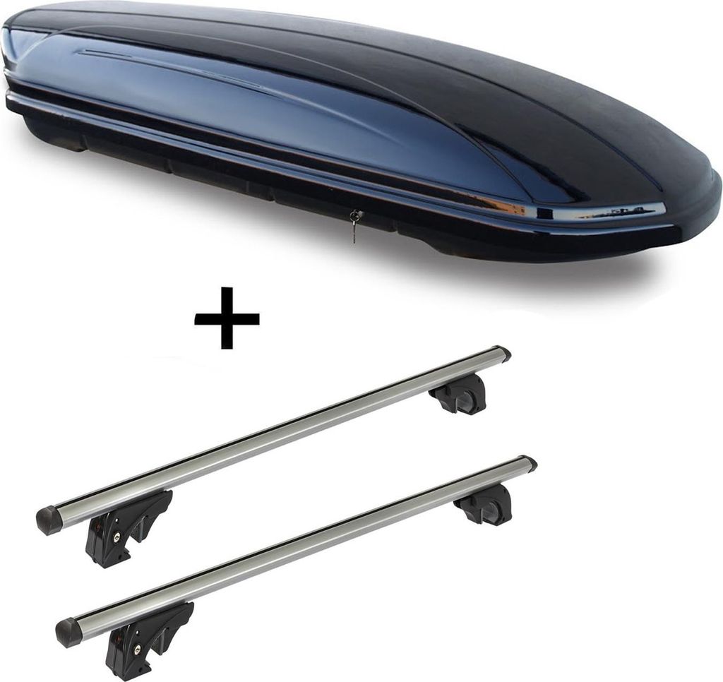Dachbox VDPMAA580 580Ltr abschließbar schwarz + Dachträger/Relingträger VDP LION2 kompatibel mit für Mini Countryman (5 Türer) ab 17