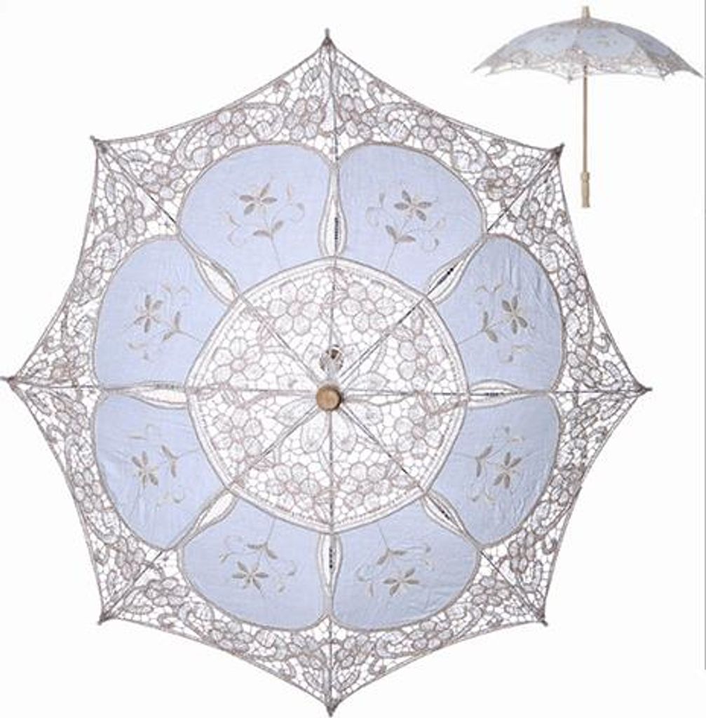 Hochzeit Spitze Regenschirm eleganten Stil Braut Sonnenschirm romantische Regenschirm für Hochzeit Dekoration Foto Requisiten Beige gelb groß 43c...