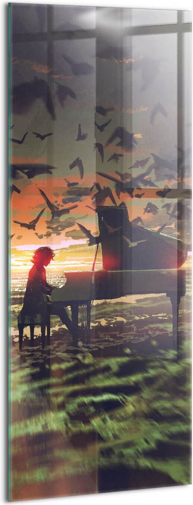 Designer Glasbild - Wandbild - Glas Bild - 50x125 cm - Konzert Am Strand